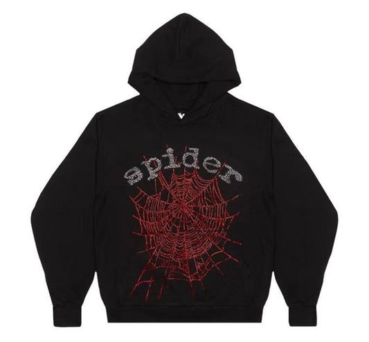 Sp5der OG Rhinestone Hoodie Black