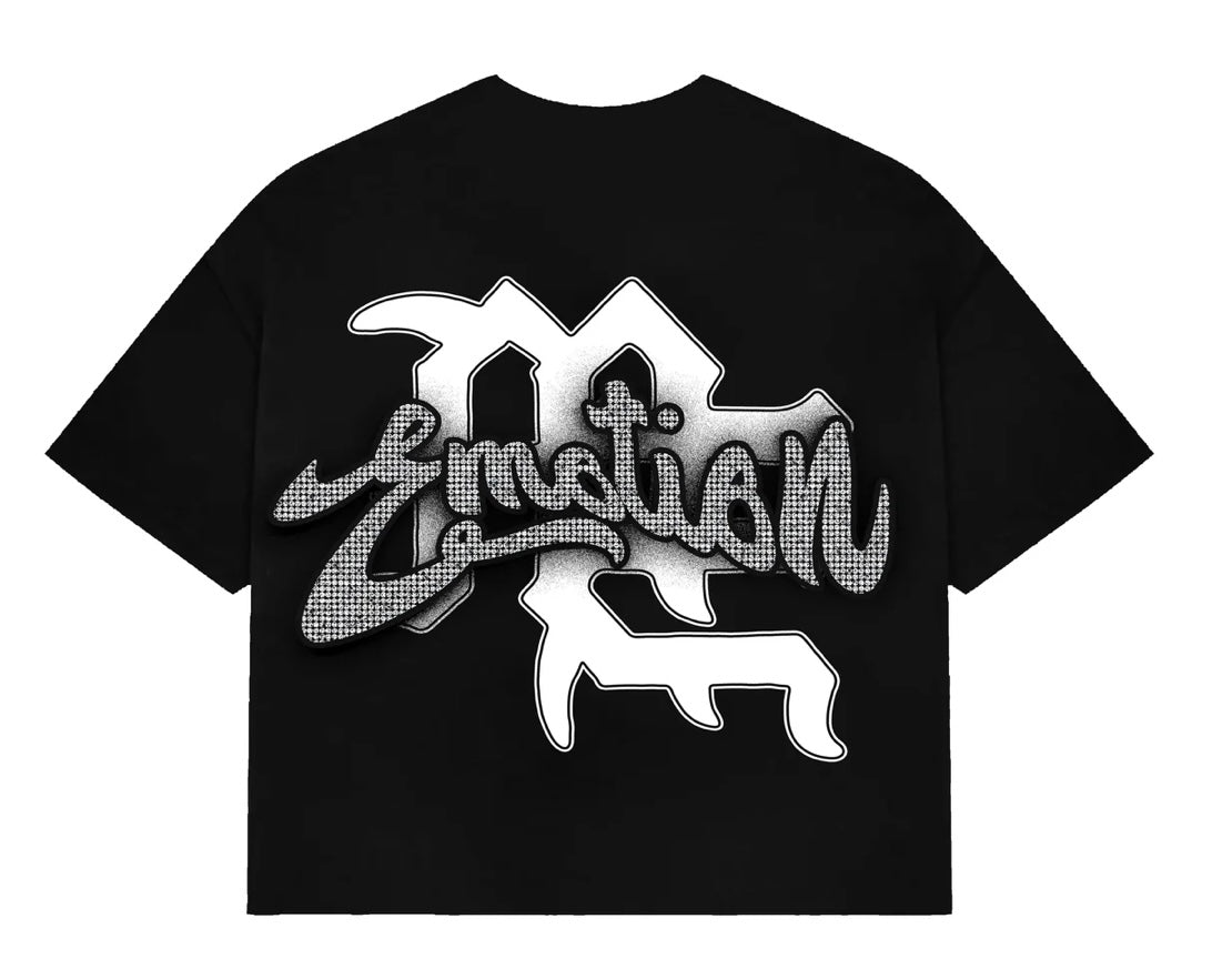 Mixed Emotions Black Rhinestone Cropped Tee
