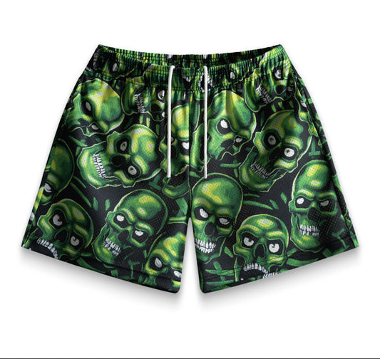 Bravest Green Skull Shorts
