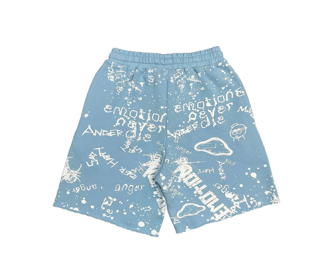 Mixed Emotions Blue Graffiti Shorts