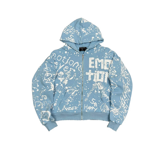 Mixed Emotions Blue Graffiti Hoodie