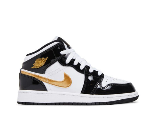 Jordan 1 Mid Black Gold GS
