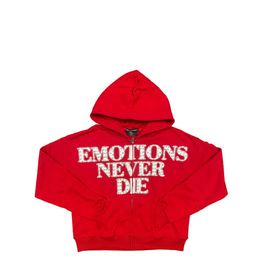 Mixed Emotions Red End Rhinestone Hoodie