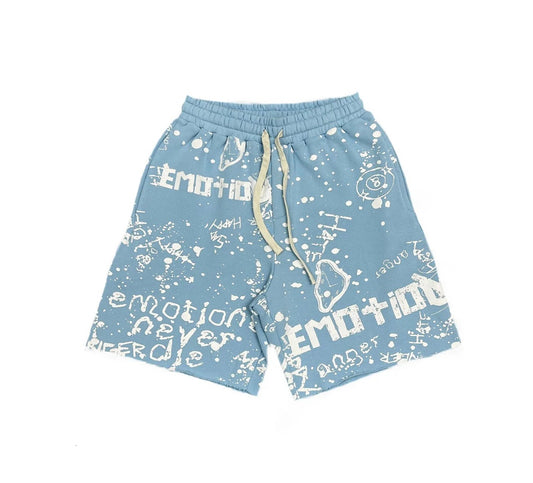 Mixed Emotions Blue Graffiti Shorts