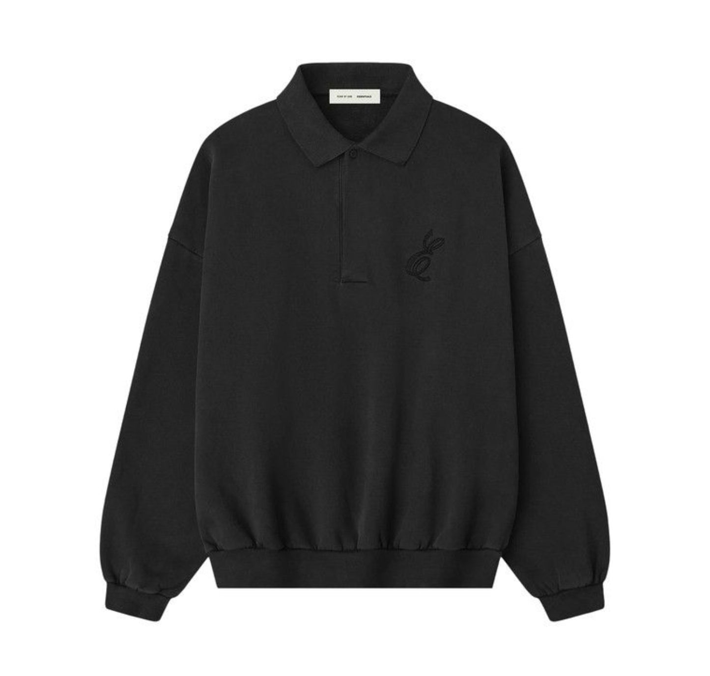 Essentials Embroidered Classic Polo Sweatshirt Vintage Black (GENTLY-WORN)