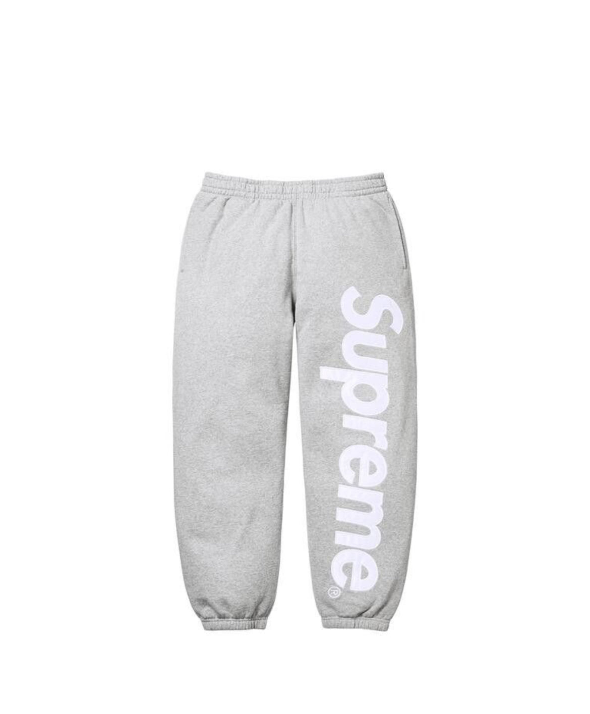 Supreme Satin Appliqué Sweatpants Heather Grey
