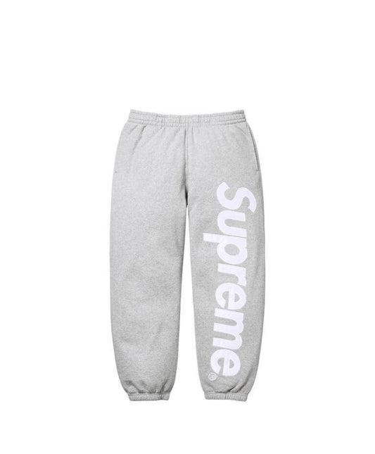 Supreme Satin Appliqué Sweatpants Heather Grey