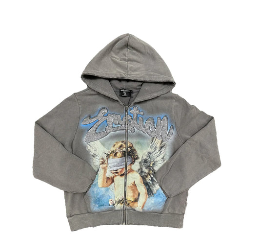 Mixed Emotion Grey Rhinestone Hoodie
