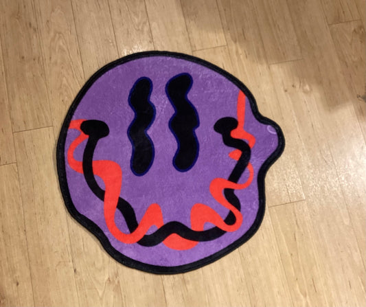 Purple Trippy Smiley Face Rug