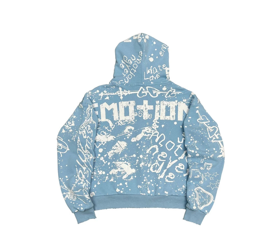Mixed Emotions Blue Graffiti Hoodie