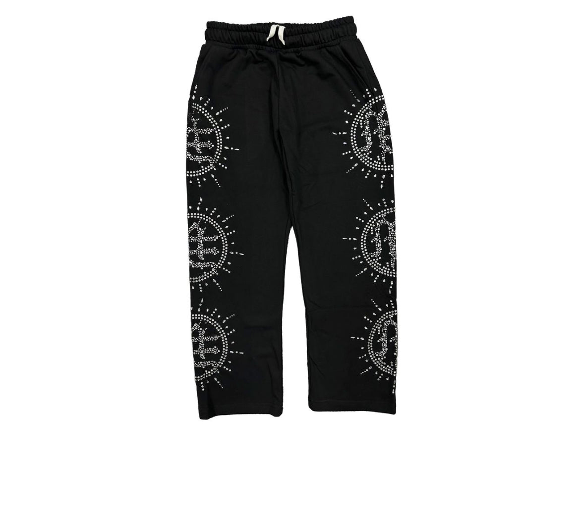 Mixed Emotions Eclipse Black Rhinestone Sweat Pants