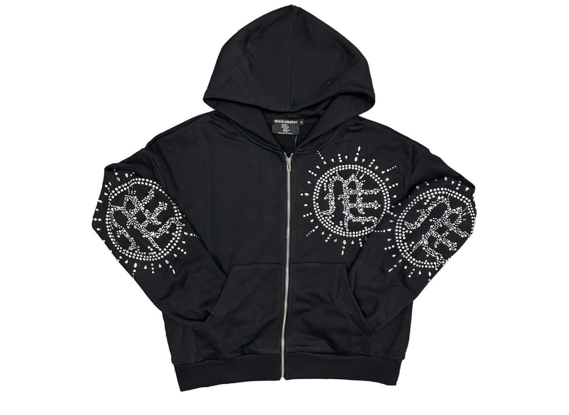 Mixed Emotions Eclipse Black Rhinestone Hoodie
